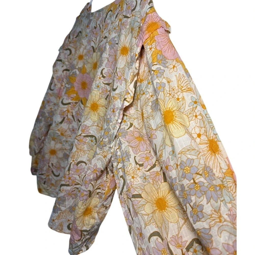a.n.a a new approach‎ Floral V-Neck Blouse XL Hollie Floral Pink Yellow